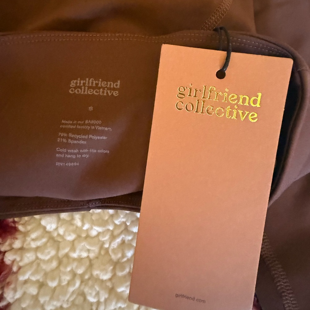 NWT Girlfriend Collective High Rise Brown Compressive Legging Crop Small - Picture 3 of 7